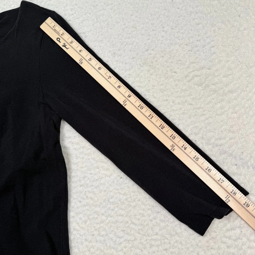 Garnet Hill T-Shirt Dress Small Dark Gray 3/4‎ Sleeve Scoop Neck Shift Capsule